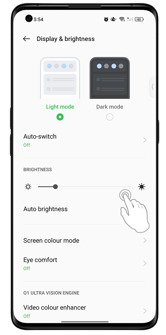 Adjust the brightness through OPPO's Settings
