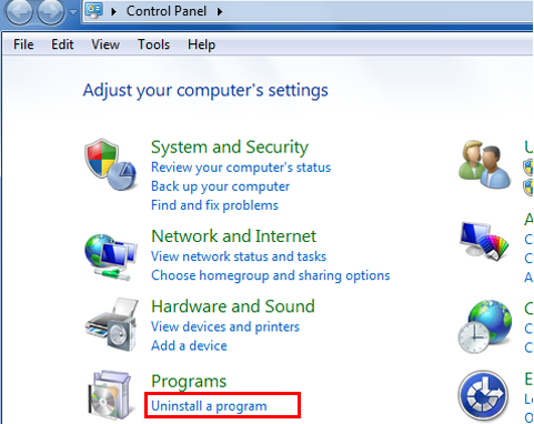 Uninstall a program 