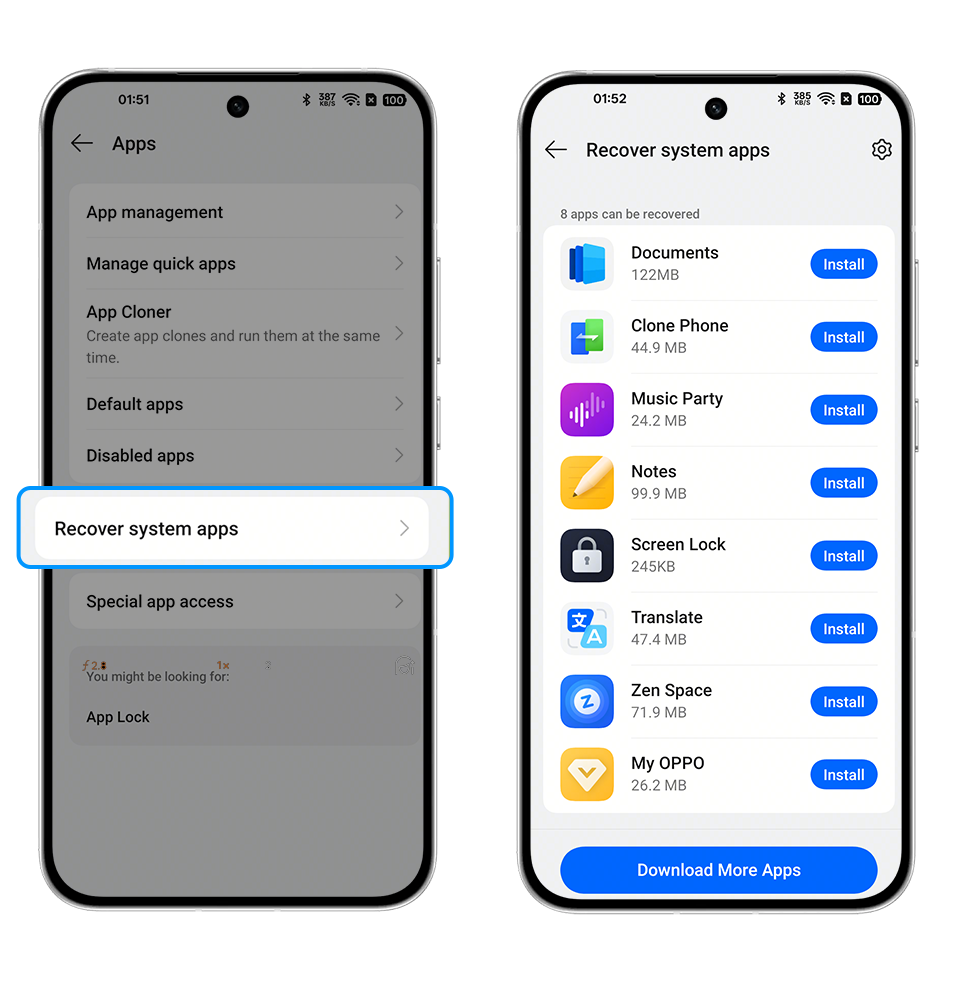 recovery system apps new