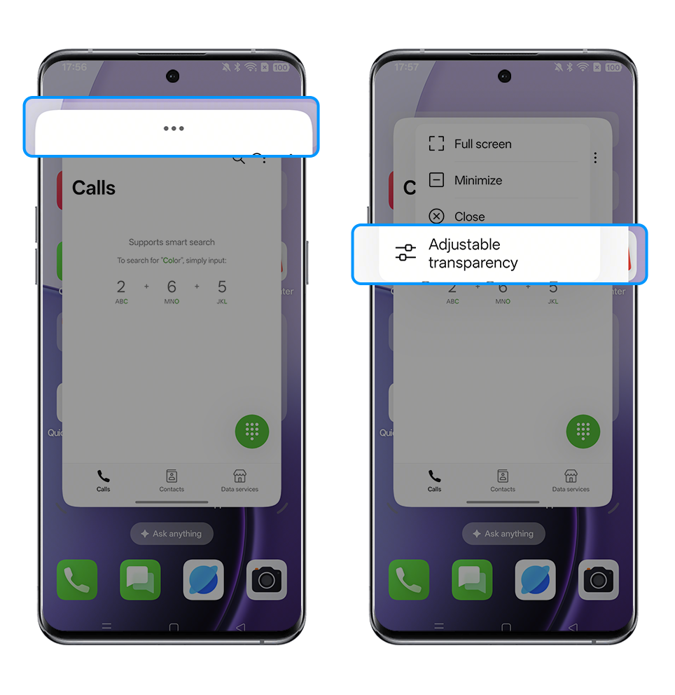  adjust the transparency of the floating window