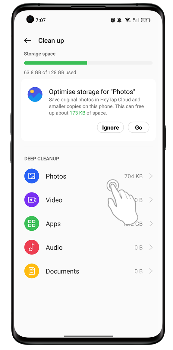 optimize phone storage by deleting files through OPPO's Phone Manager application
