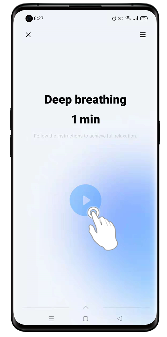 Tap the play on O Relax's unwind to start deep breathing