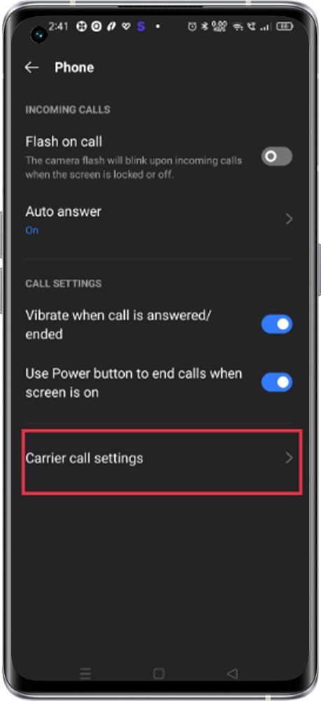 carrier call settings