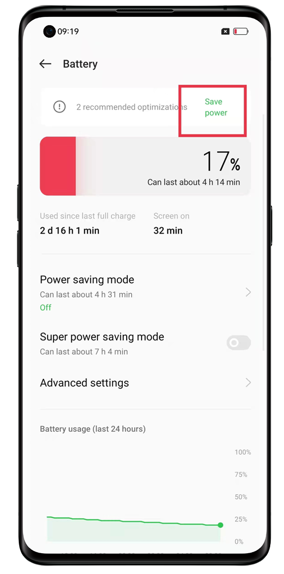 ColorOS 12 One-Tap Power Saving Mode