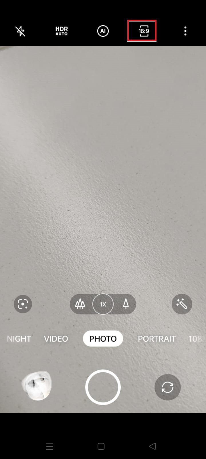 Click [16:9] at the top of the screen