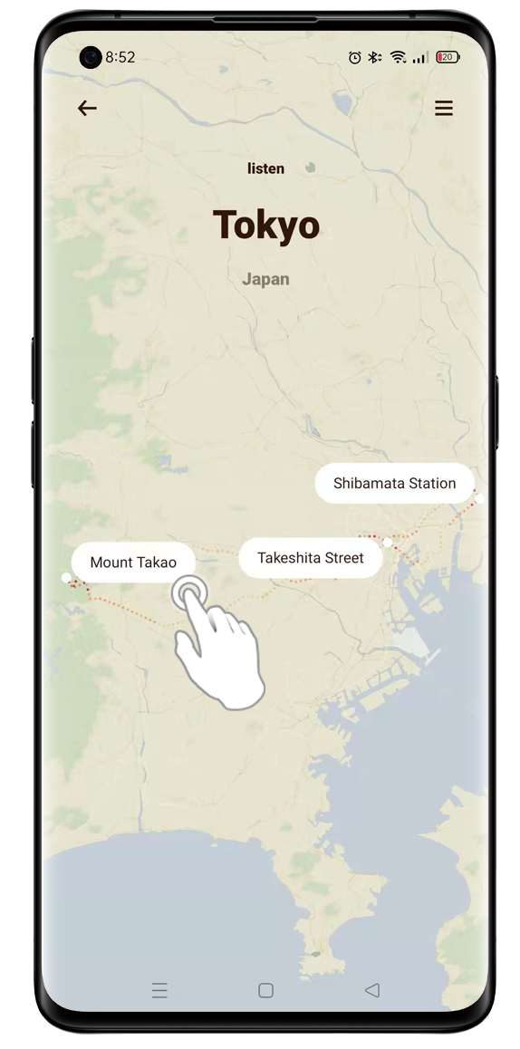 Choose a destination on O Relax's explore option
