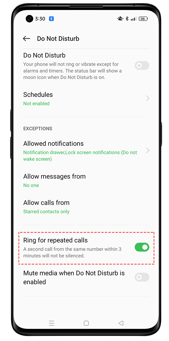 OPPO Do Not Disturb Ring for Repeated Calls