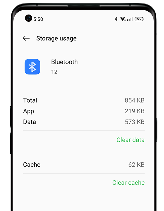 Clear data and cache of the Bluetooth app on your OPPO phone