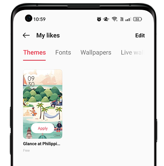 view your favorite themes on OPPO Theme Store.