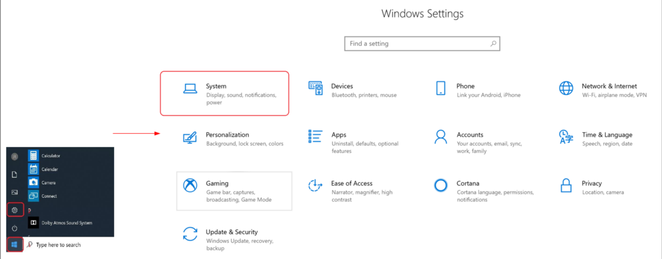 Windows system setting 