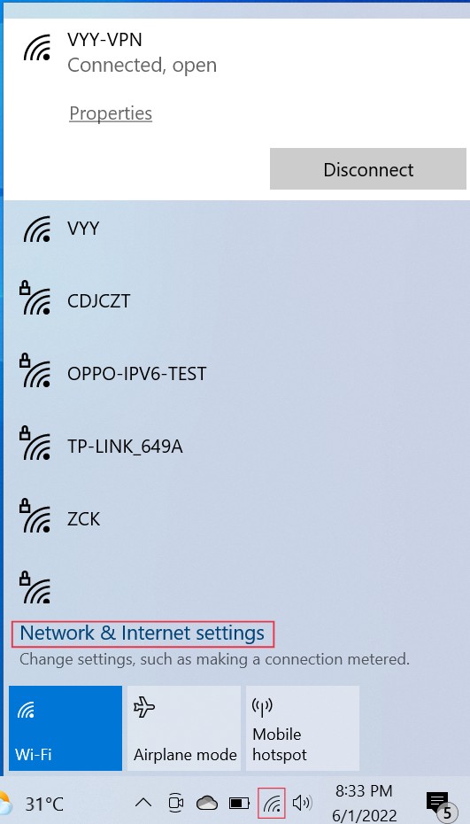 network & internet settings 