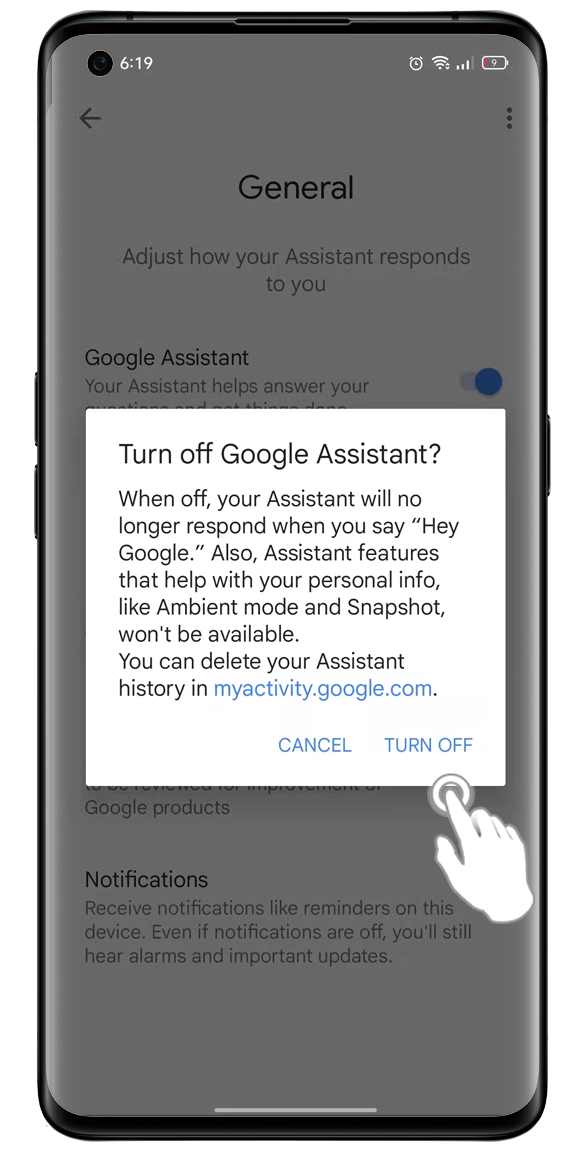 Turn off or disable the Google Assistant on your OPPO smartphone