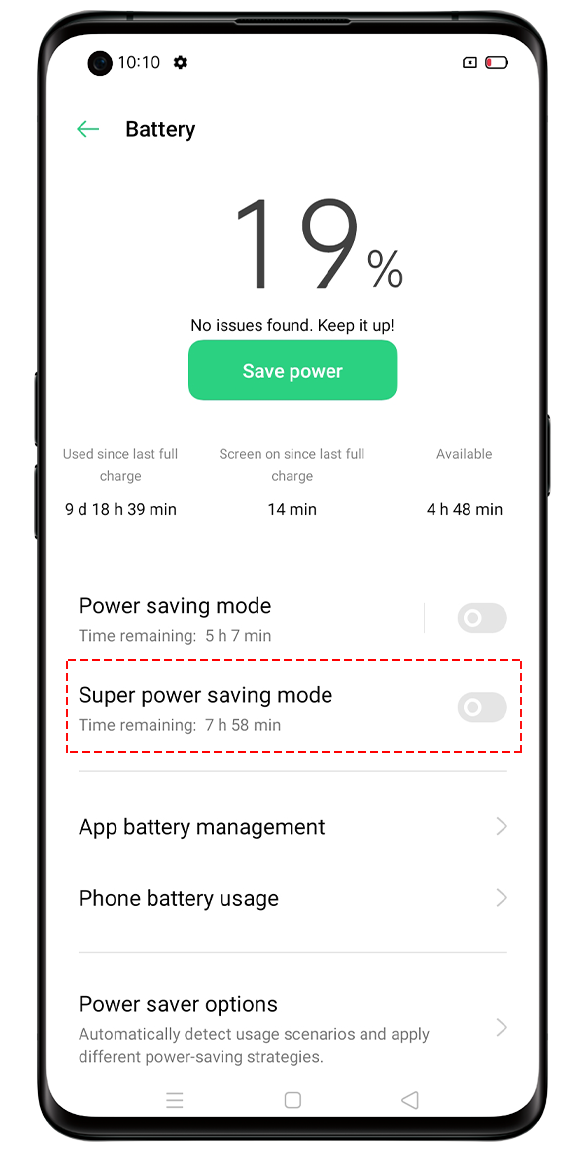 OPPO Super power saving mode