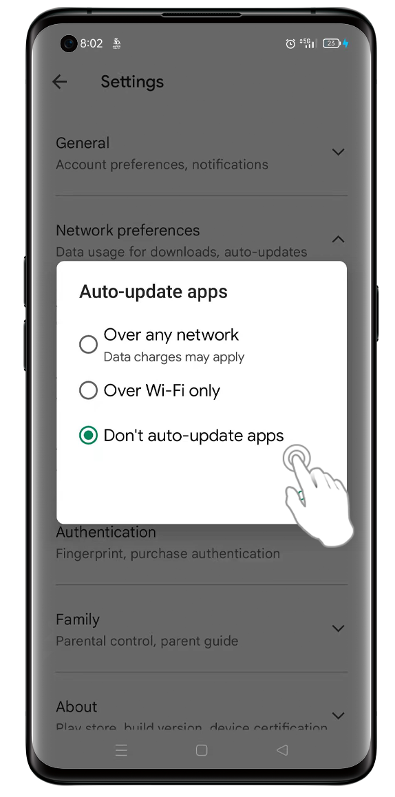Don't auto-update applications on Google Play Store