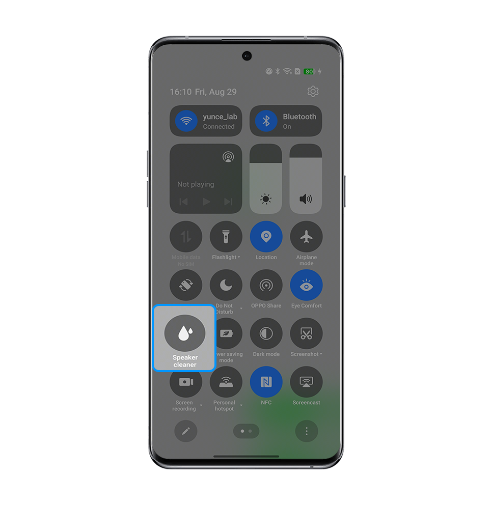 Speaker cleaner icon  in control center