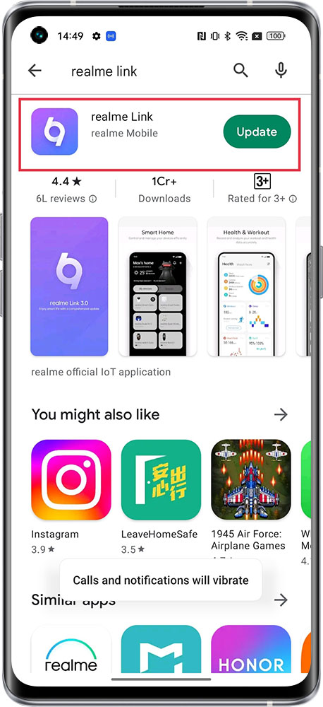 realme link app update 