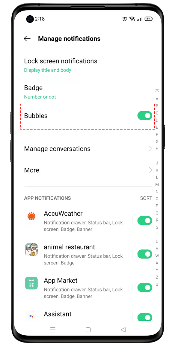 OPPO ColorOS11 Bubble Notification