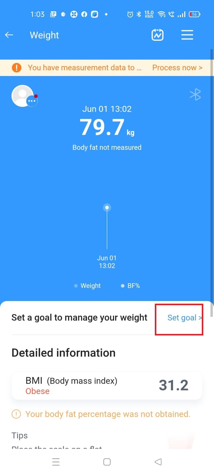 realme Smart Scale weight goal 