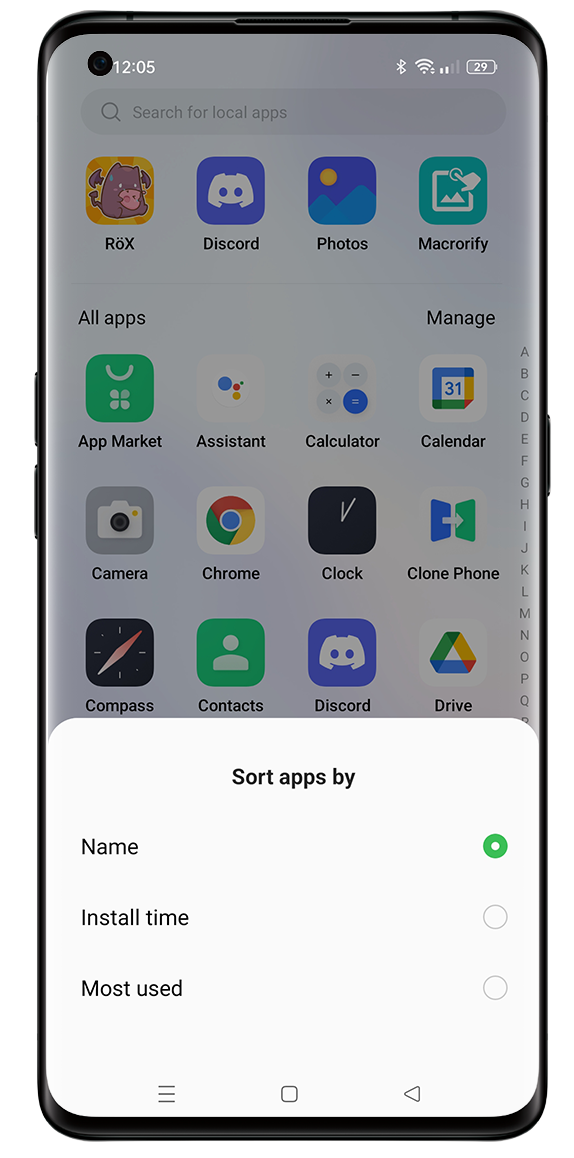 Sort the applications on your OPPO smartphone's App Drawer