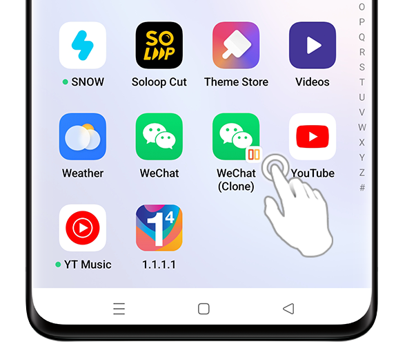 locate the cloned application on drawer