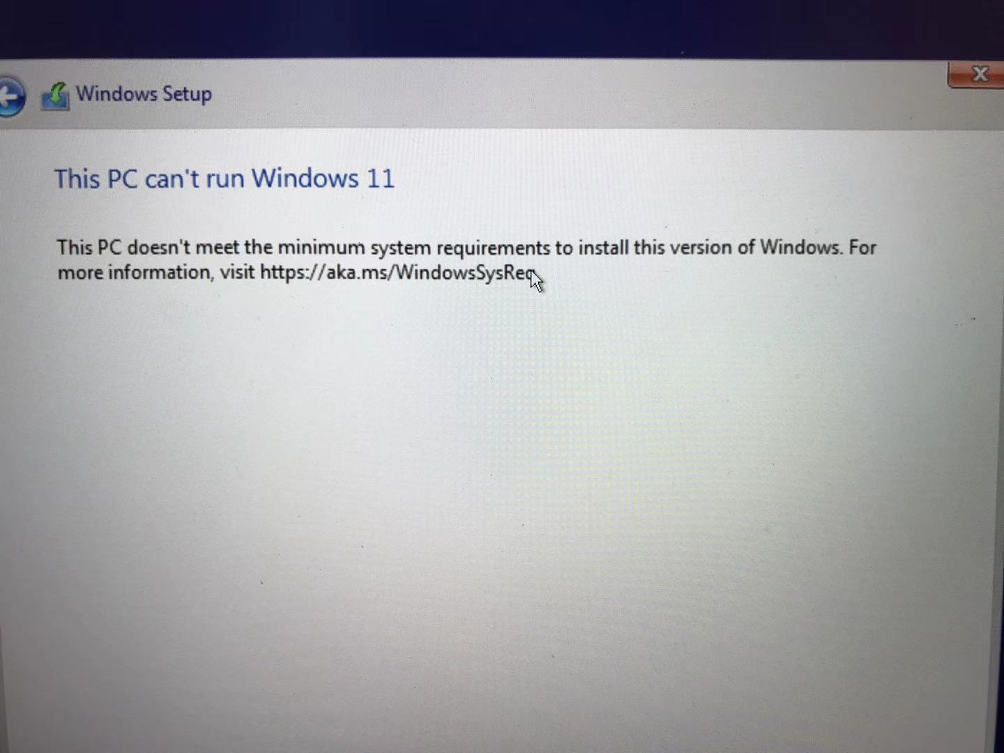 this pc can't run windows 11 