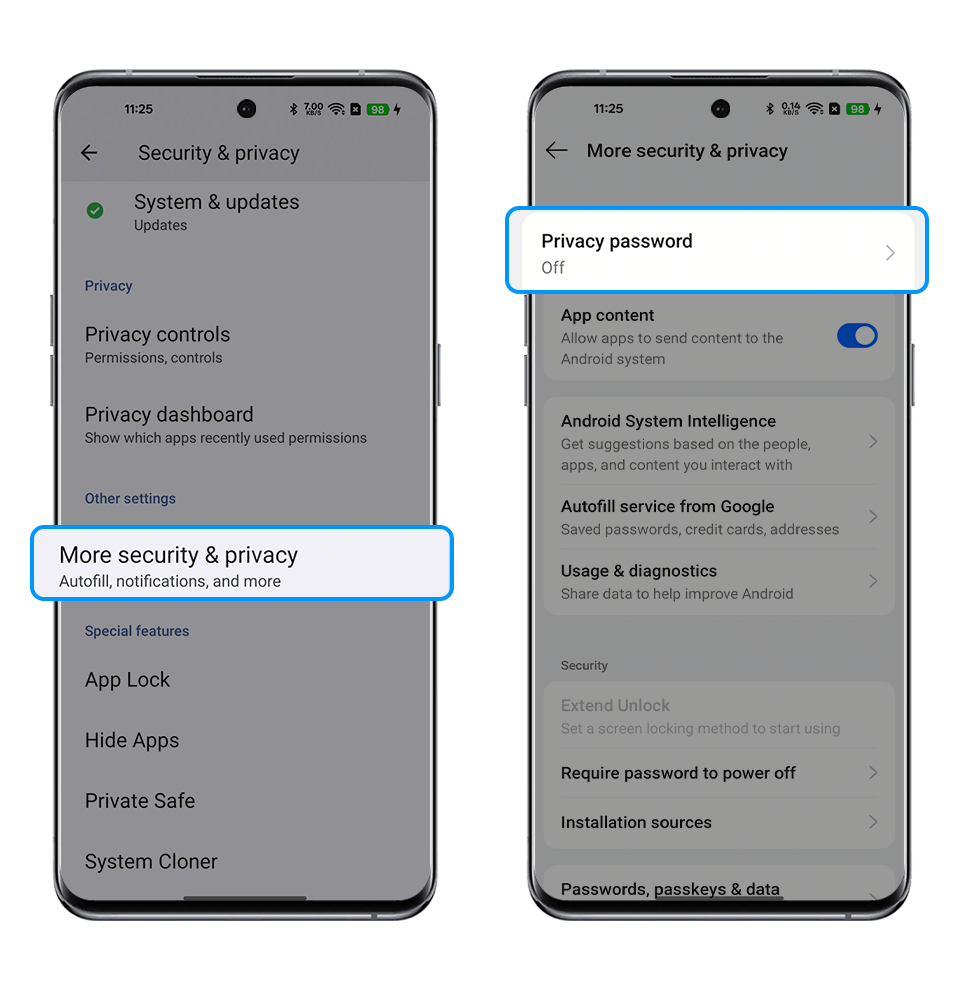 turn off privacy password