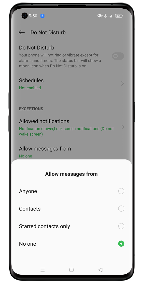 OPPO Do Not Disturb Exceptions