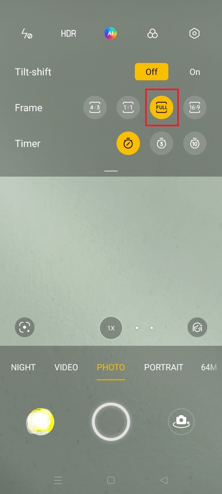 Click Full display on camera 