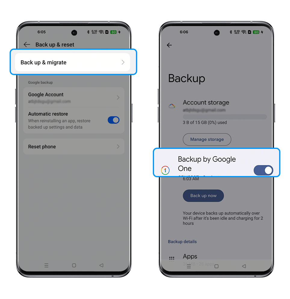 Google backup new