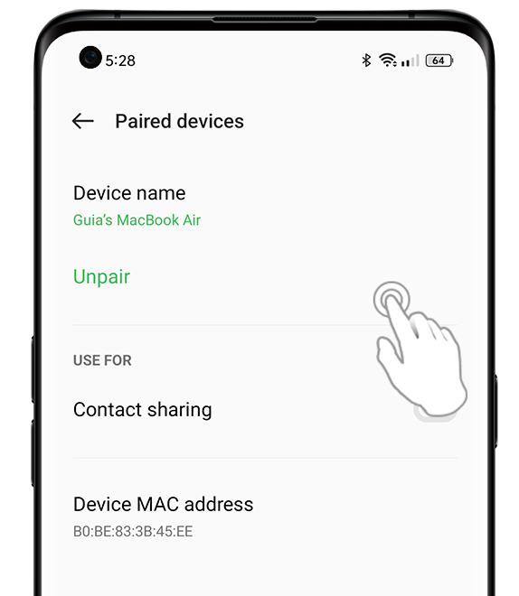 Unpair a Bluetooth device on your OPPO phone