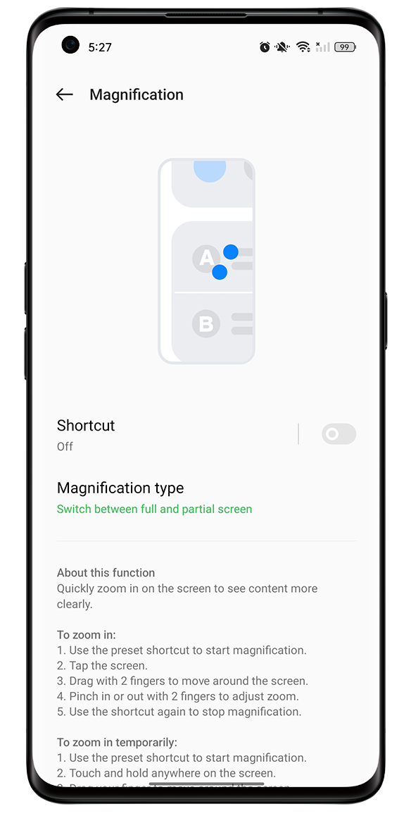 Magnification in OPPO smartphone