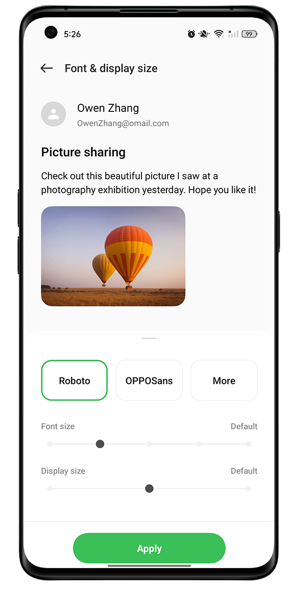 Change font size on your OPPO phone