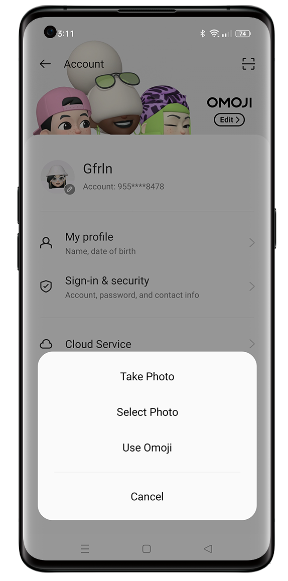 Replace the profile picture on your OPPO ID or HeyTap ID