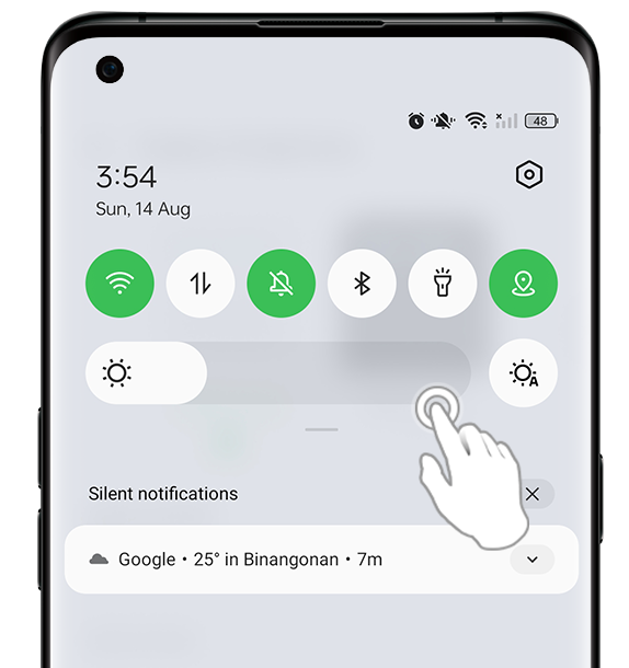 Adjust the brightness through OPPO's Control Center