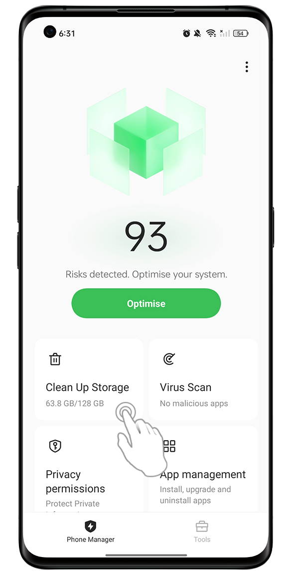 Clean up storage in OPPO Phone Manager