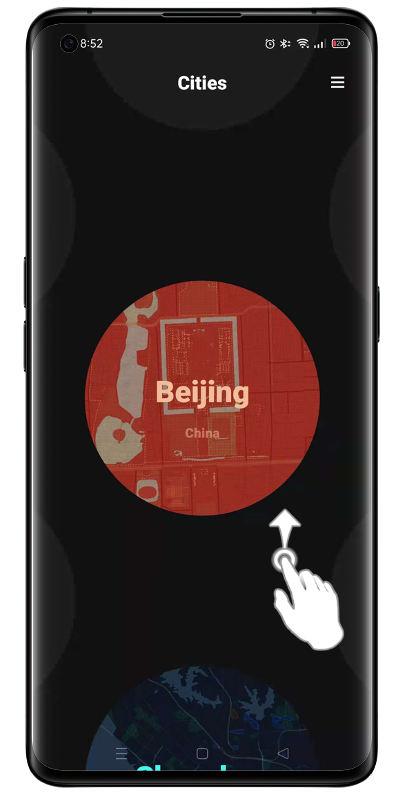 Choose a city on O Relax's explore option