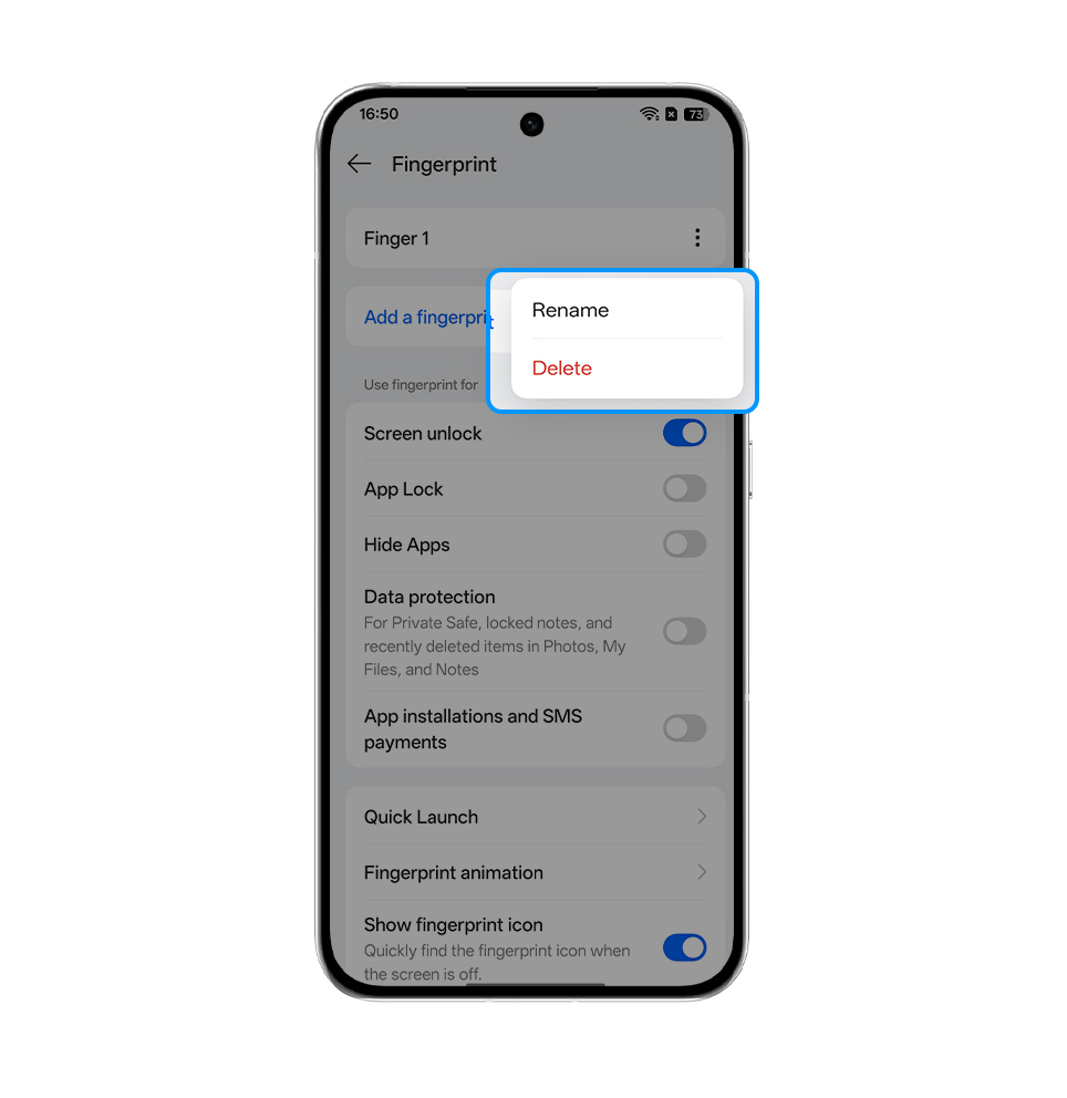 rename or delete fingerprint