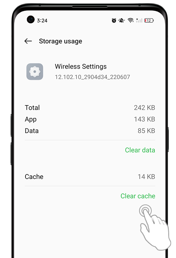Clear cache of an application in ColorOS 12.