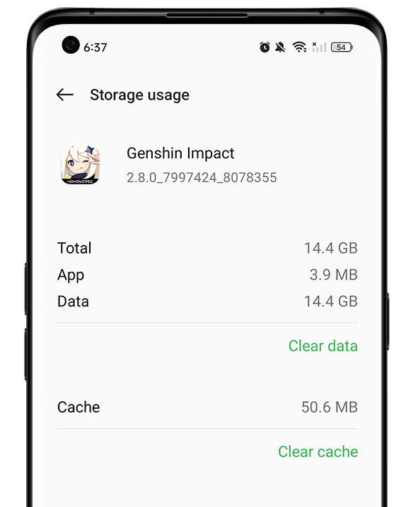 delete cache and data of an application to save space on your OPPO phone