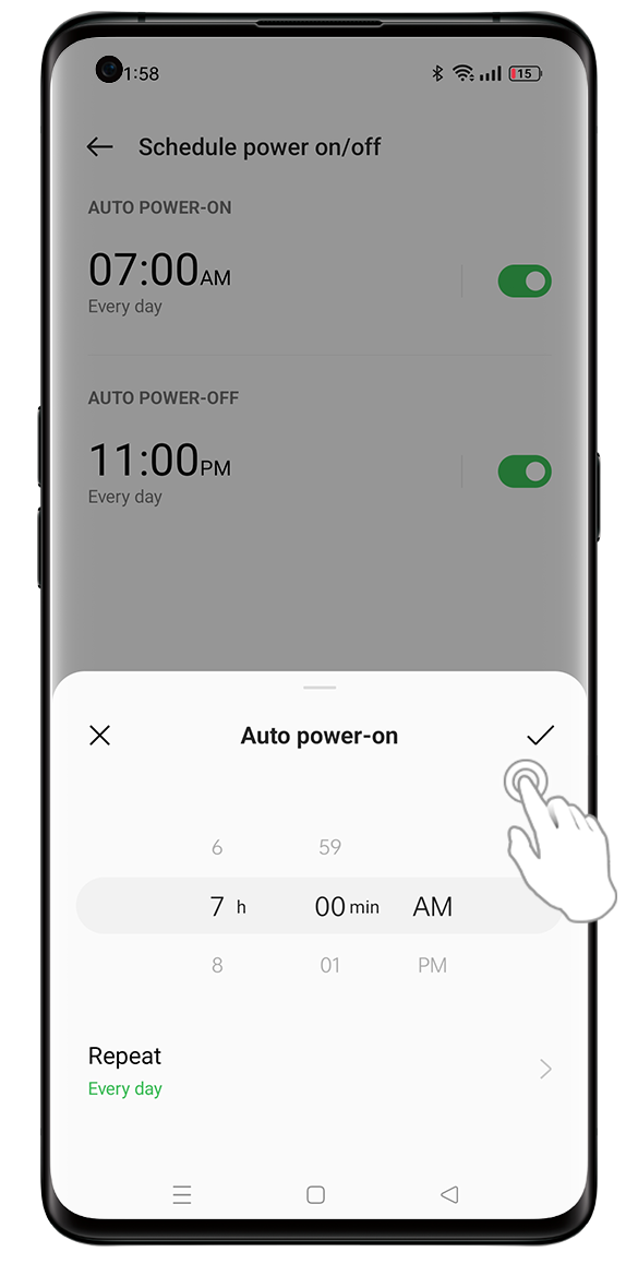 Set up automatic power on and off on your ColorOS 12