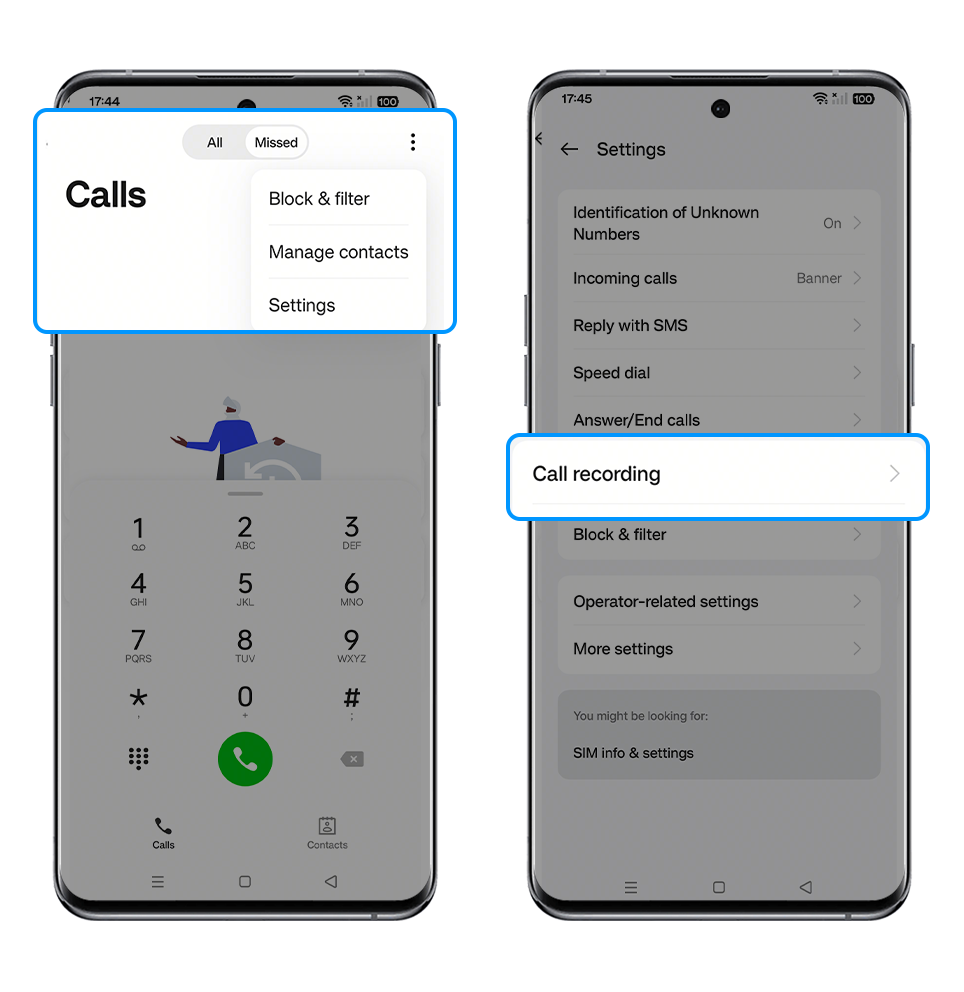 turn on call recording