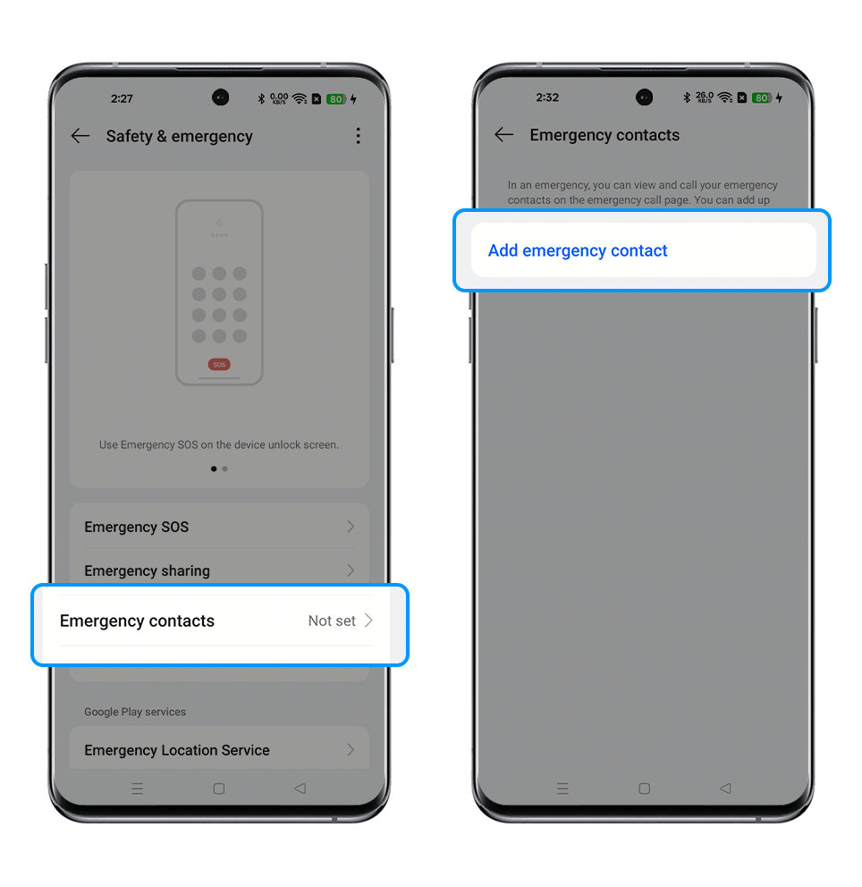 SOS emergency contacts