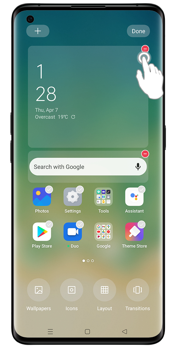 ColorOS 12 Remove Widget