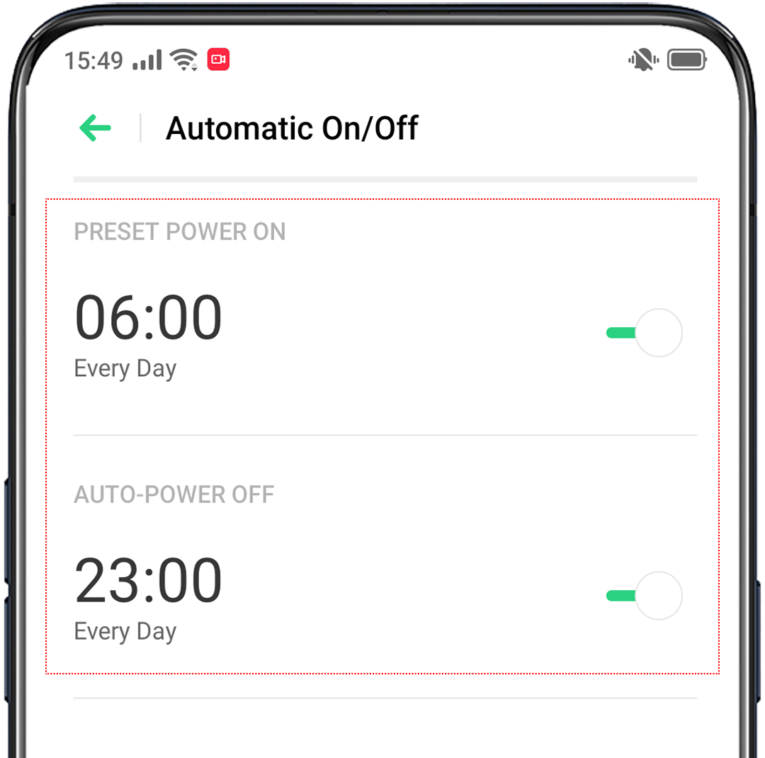 Enable automatic on and off on ColorOS 6.0 to 11.3