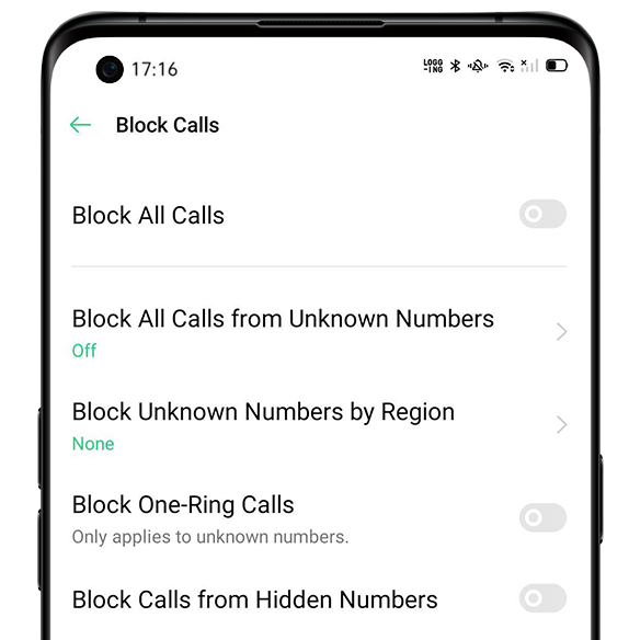 OPPO Block Calls