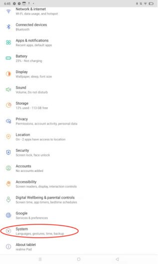 realme pad-system 