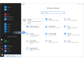 Windows settings 
