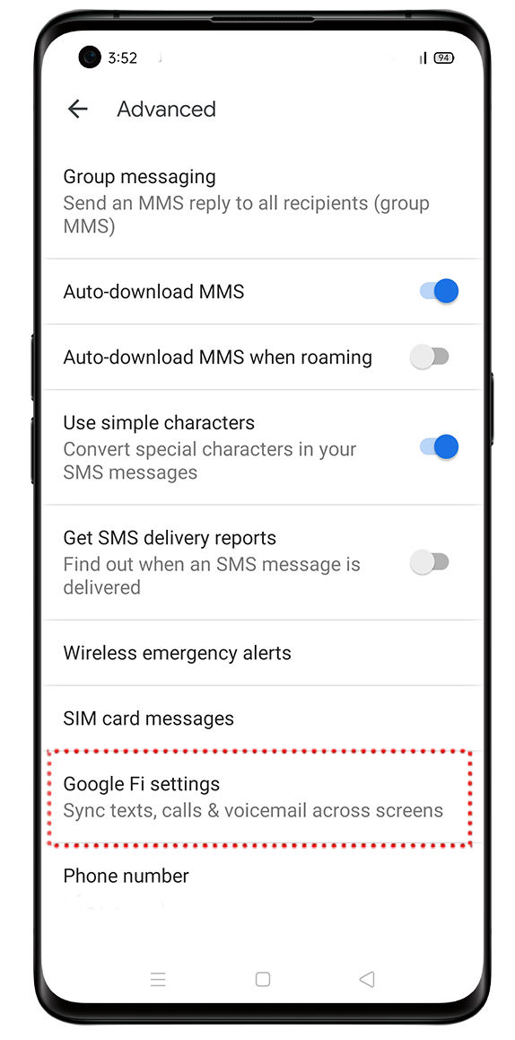 What is Google Fi in Google Message App?