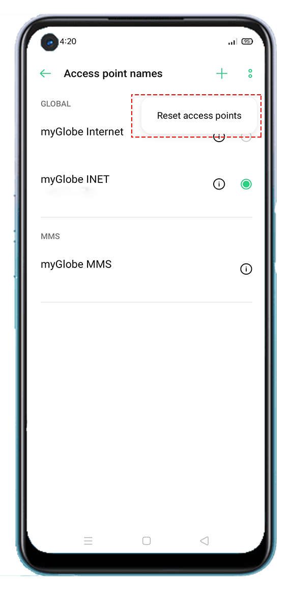 OPPO A54 Reset Access Point Names