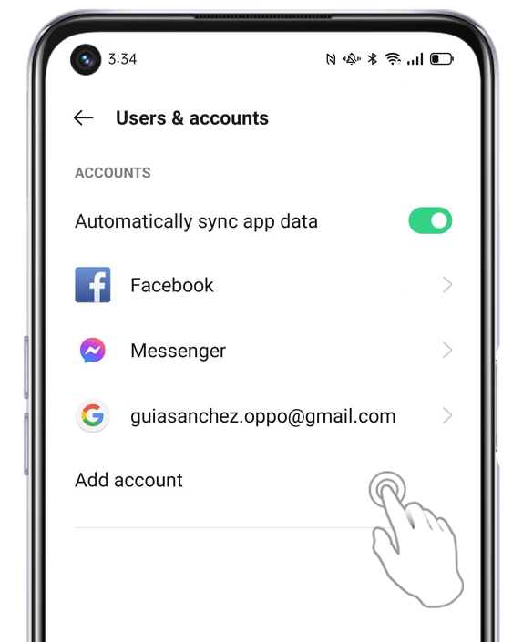 OPPO A74 5G Add account on users and accounts